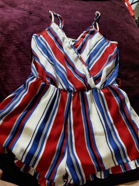 Mimco Red, Blue & White Striped Sleeveless Romper